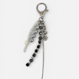 Silver and Black Beaded Bag Charm